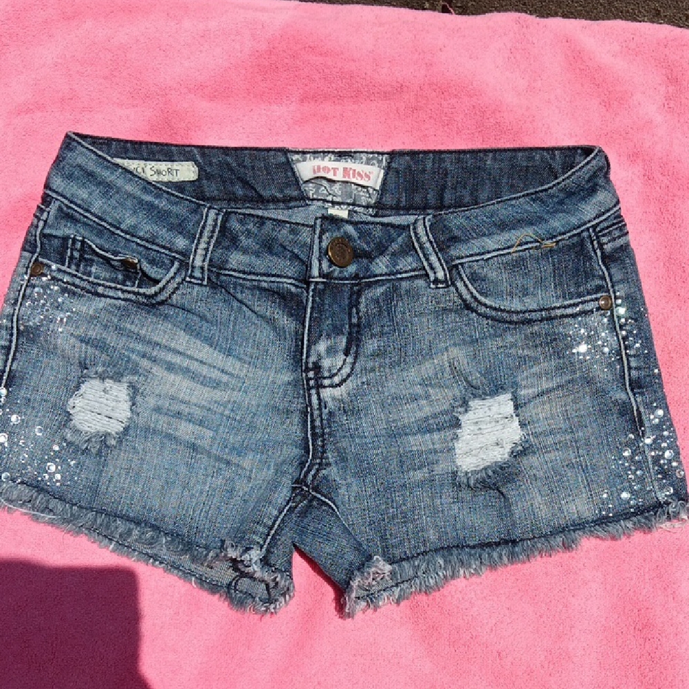 Hot Kiss Distressed Blue Jean Shorts